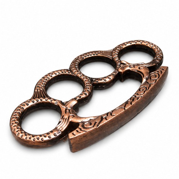 51858-main-white-clean Four-fingered tiger brass knuckles with double dragon motif - Image 1