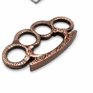 Four-fingered tiger brass knuckles with double dragon motif