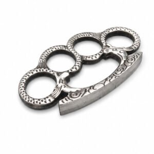 Four-fingered tiger brass knuckles with double dragon motif