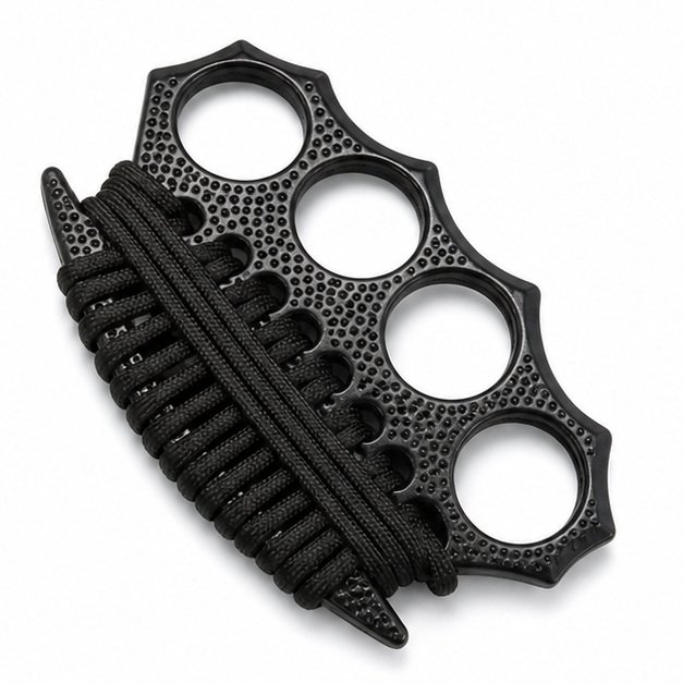 51906-main-white-clean Brass Knuckles Non-slip Belt Rope Binding Four Finger Tiger Hand Fist Duster - Image 1