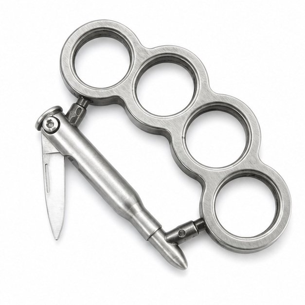 51907-main-white-clean Brass Knuckles Knife Bullet Fist Squash Equipment Vehicle Four Finger Brass Knuckles - Image 1