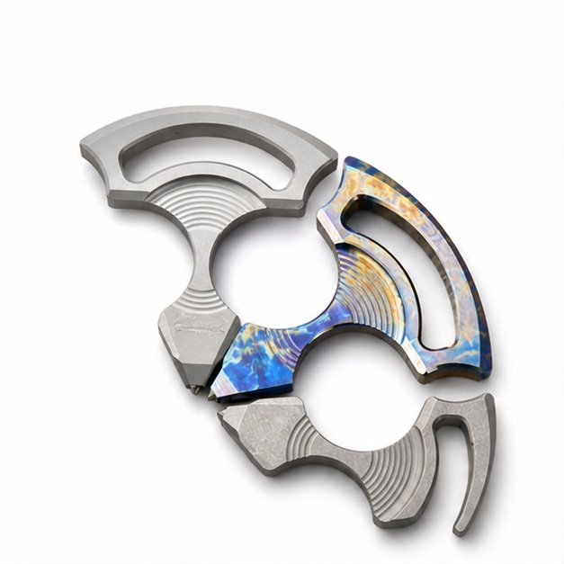 51954-main-white-clean Titanium Brass Knuckles EDC One Finger Titanium Outdoor Self Defense Tool Camping Tiger - Image 1