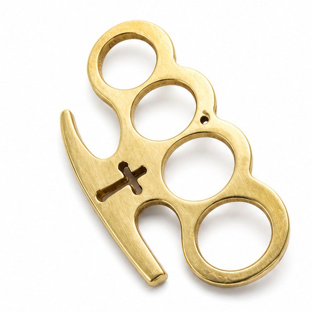 52021-main-white-clean Cross Shaped Brass Knuckles, EDC Pocket Tool for Outdoor Self Defense - Image 1