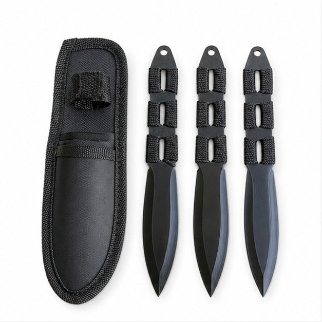 52407-main-white-clean Practice Throwing Knife Set YF090 – 3-Piece, Black - Image 1
