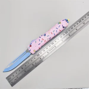 5.5-inch Dual Blade Donut Handle OTF Knife – Pink - Image 4