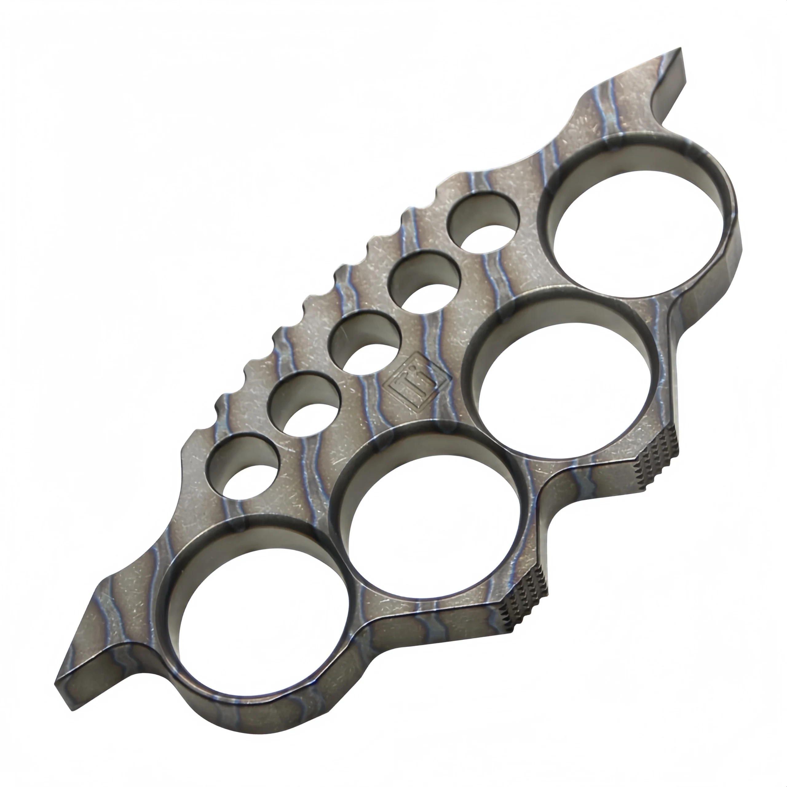 O1CN01NL74nG2C0kfWR0DzB_3015758412-0-cib-scaled-1.webp TC4 brass knuckles titanium alloy fist buckle with burnt color lightning pattern, handmade - Image 1