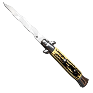 8.75 Inch Italian Stiletto Switchblade Knife – Kris Blade - Image 4