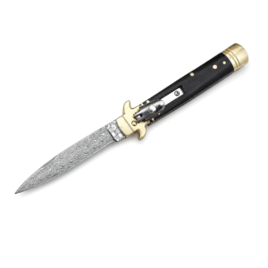 Brass Guard Damascus Side-Opening Knife - Image 2
