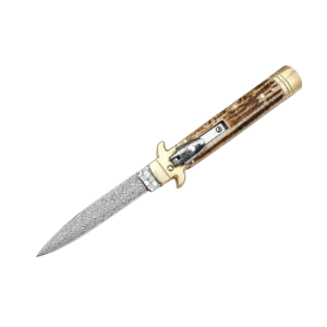 Brass Guard Damascus Side-Opening Knife - Image 4