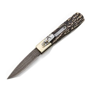Classic Round-Handle Copper-Inlay Damascus Side-Opening Knife - Image 3